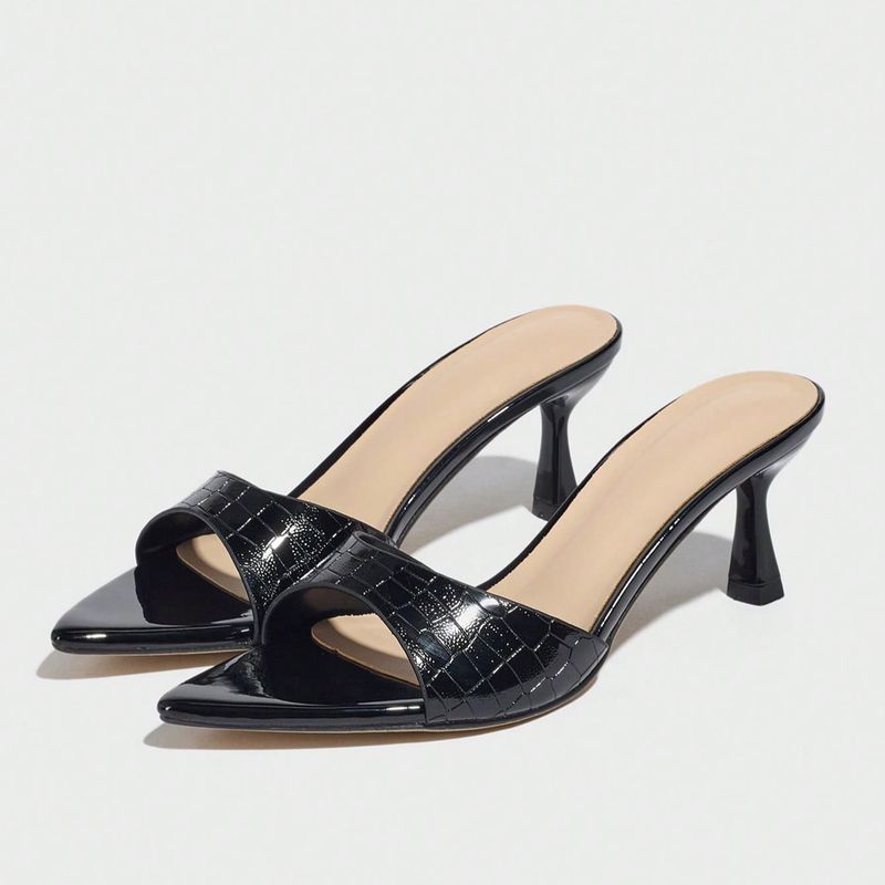High One-Strap Wide Mules Elegant Pointed Toe Comfortable Kitten Heel All-Season Nightclub Party Women's Sandals_voghion.com
