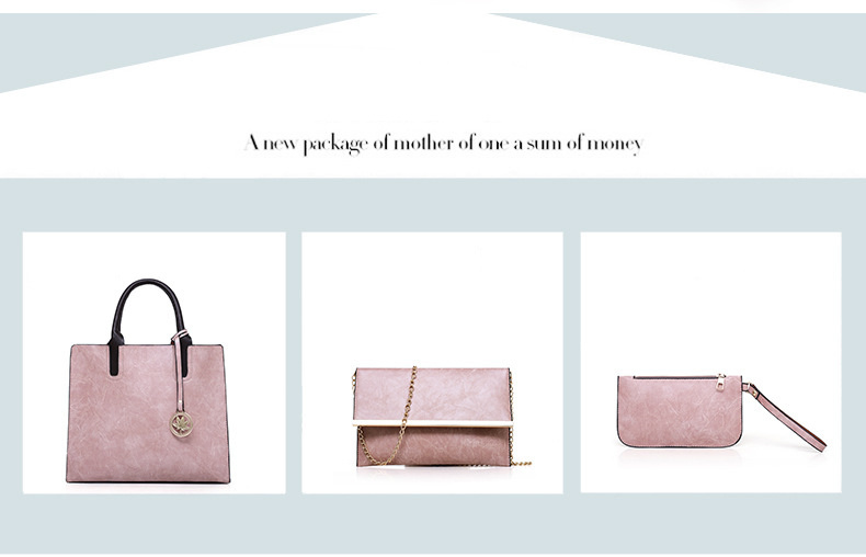 Mode 3st Kvinnors väska Set PU Läder Dam Handväska Enfärgad Messenger Shoulder Plånbok s för kvinnor_voghion.com