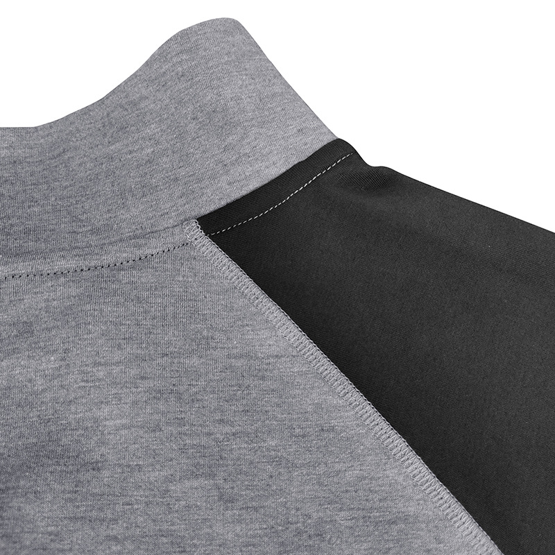 long sleeved zippered high neck sweatshirt Men's pullover color matching standing collar outdoor sweater_voghion.com