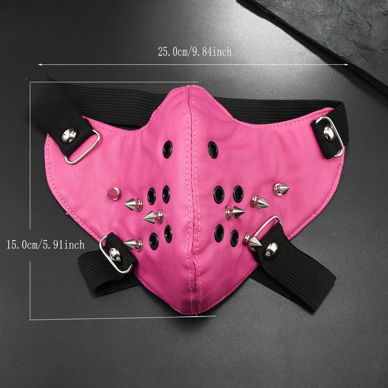 New Trendy Accessories Creative Halloween Personalized Face Shield Pink Shiny Rivet Mask_voghion.com