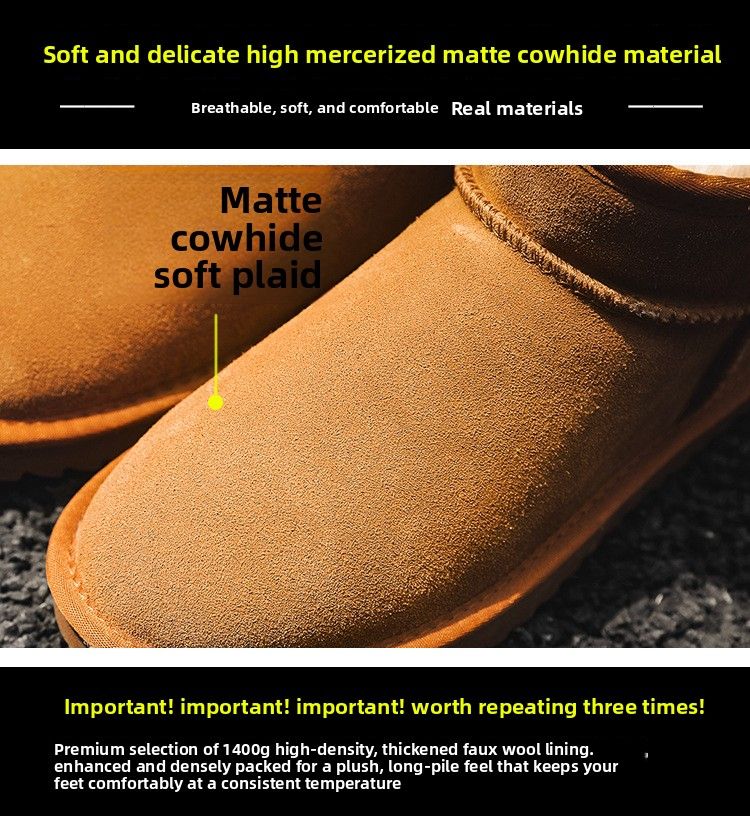 Botas de nieve de invierno para hombre, nuevas, de piel de vaca, gruesas, cálidas y antideslizantes, de algodón, talla grande, talla 40-45._voghion.com