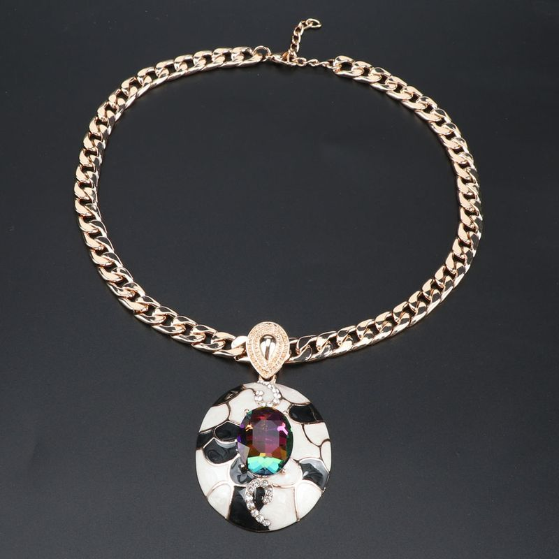 Fashion Women African Beads Trendy Party Costume Gold Color Crystal Necklace Earring Jewelry Sets_voghion.com