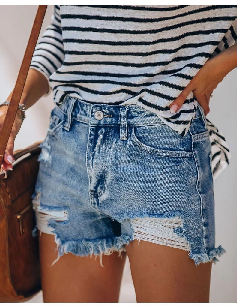 Damkläder The New Popular Stretchy Ripped Tofs Dam Jeans Shorts Populär Wish Super Hot_voghion.com