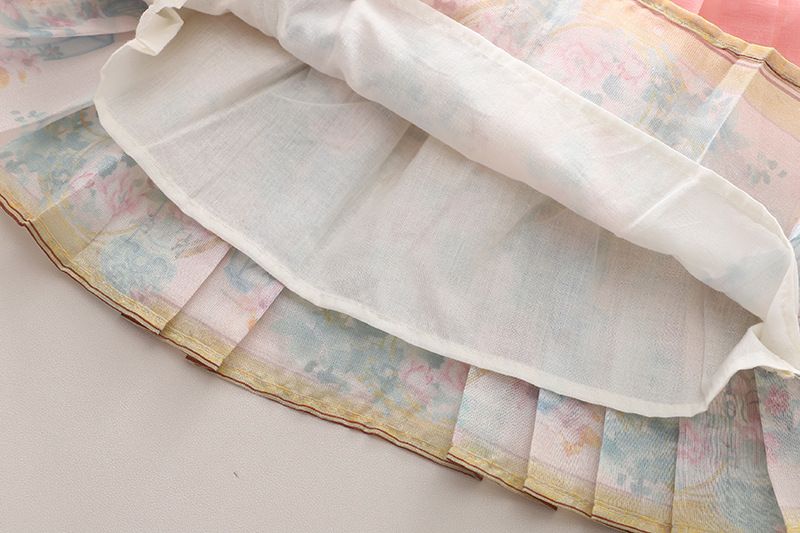 Gonna a maniche corte cinese con faccia di cavallo 2024, set da due pezzi per ragazze da 0 a 5 anni, abbigliamento estivo per bambini_voghion.com