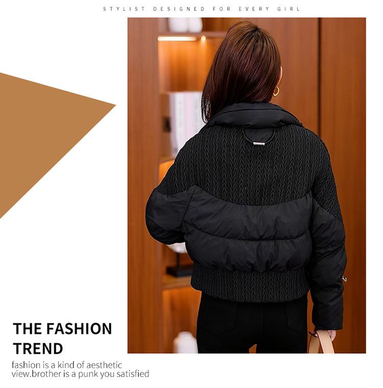 Daunenbaumwolle Modische Herbst- und Winterdünne Jacke Damen Daunenbaumwolljacke Kurz Warm Ausländischer Stil Kleiner Mann_voghion.com