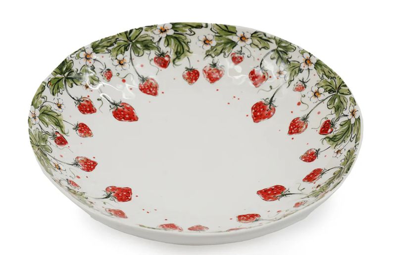 Strawberry Field Bowl Ceramic Serving Bowl Kettle Mug Tray Enamel Salad Spoon_voghion.com