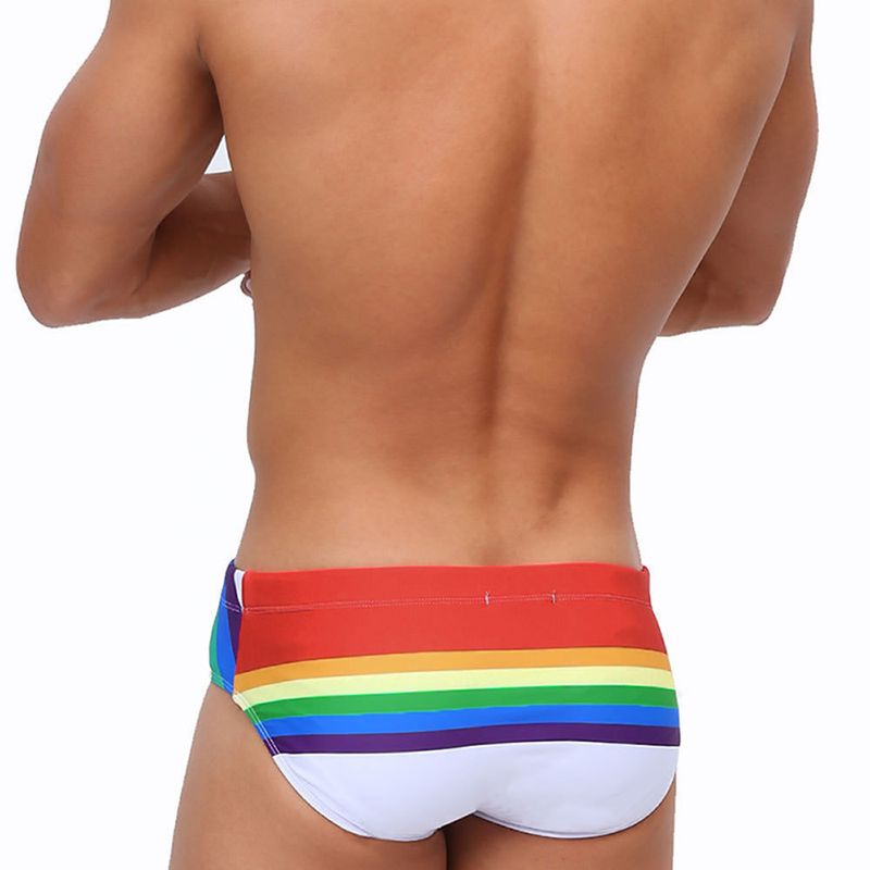 UXH Rainbow New Swim Trunks With Cup Sexy Close-fitting Quick-dry Sports Triangle For Men_voghion.com