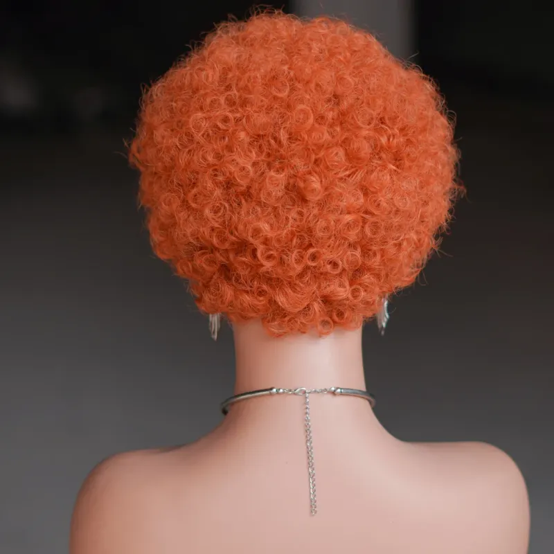 180 Dichte Afro Kinky Wave Kurze Lockige Perücken 100 Echthaar Brasilianisches Remy Echthaar Maschinengefertigte Lockige Perücken für Frauen Täglich_voghion.com