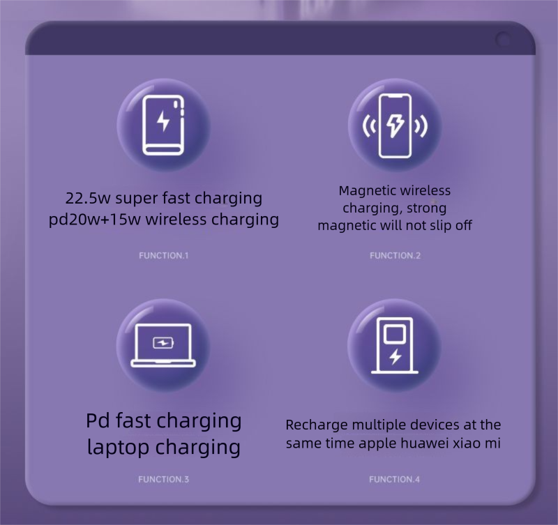 Magnetic Bank 20000mAh Digital Display Wireless Mobile Power Large Capacity Universal For Iphone And Android_voghion.com