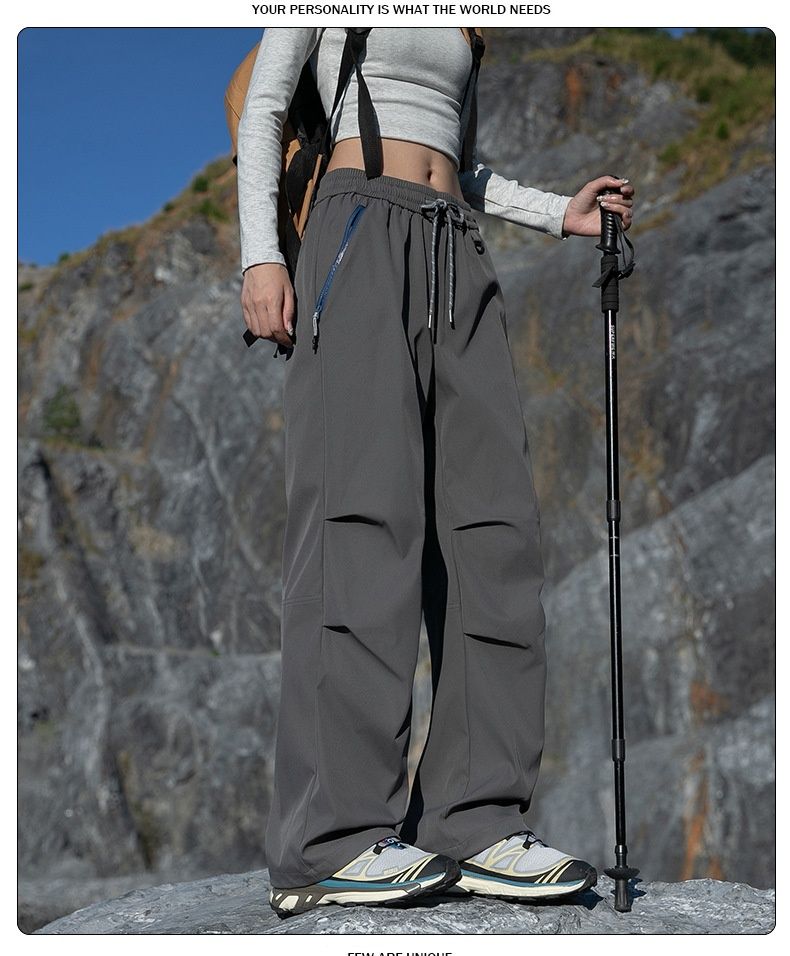 001 Jack Chuan Yang Outdoor Hiking Dopamine Cargo Casual For Women Quick-Dry Three-Proof Wide-Leg Jogger Pants_voghion.com