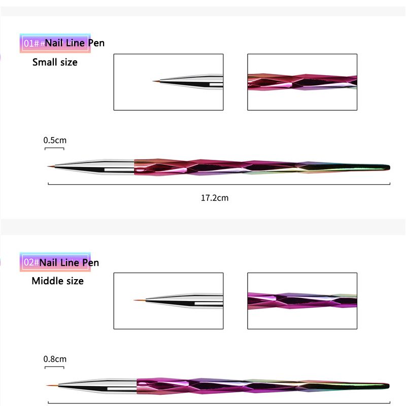 10 stk/sett regnbue akryl flytende UV gel neglebørste maling tegning stripe liner blomsterpenn neglekunst manikyr verktøysett_voghion.com
