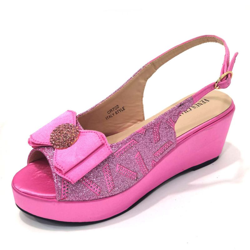 Damenschuhe Große Damenschuhe Schuhe für Geburtstagsfeiern Kleiner Keilabsatz Schuhe mit dicker Sohle und gleichem Design Clutch Bag Diamond Flower_voghion.com