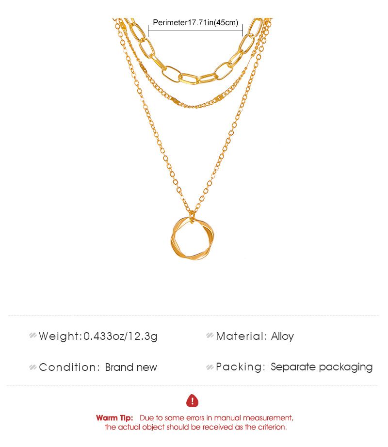 ins Style Exaggerated Thick Chain Stacked Necklace Women's Punk Hip-Hop Circle Pendant Multi-Layer Alloy Necklace Trendy_voghion.com