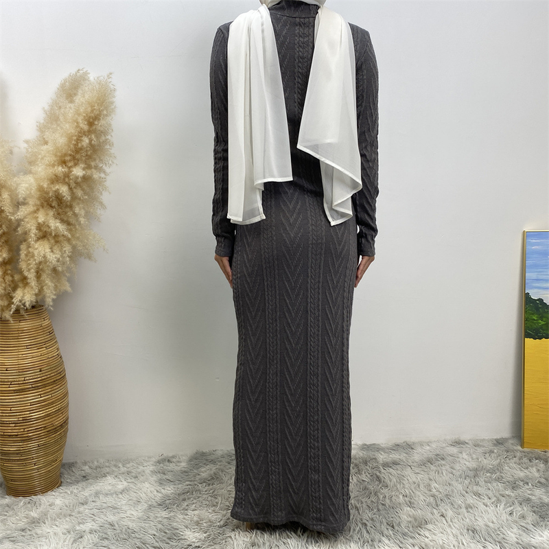 Damenmode, lässig, einfarbig, langärmelig, Pullover-Basiskleid_voghion.com