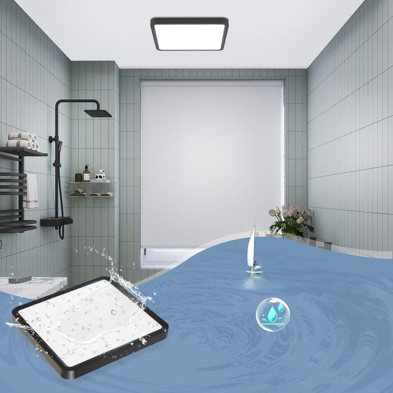 Glitzerlife Deckenlampe LED Deckenleuchte Flach - 23CM Badezimmerlampe Weiß 18W Flurlampe Deckenbeleuchtung 6500K Eckig Badlampe Für Küche Flur Schlafzimmer_voghion.com