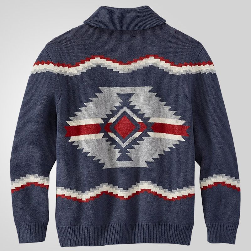 Klassischer Herren-Strickpullover mit geometrischem Jacquardmuster und Stehkragen im Vintage-Stil, Modell SY0044_voghion.com