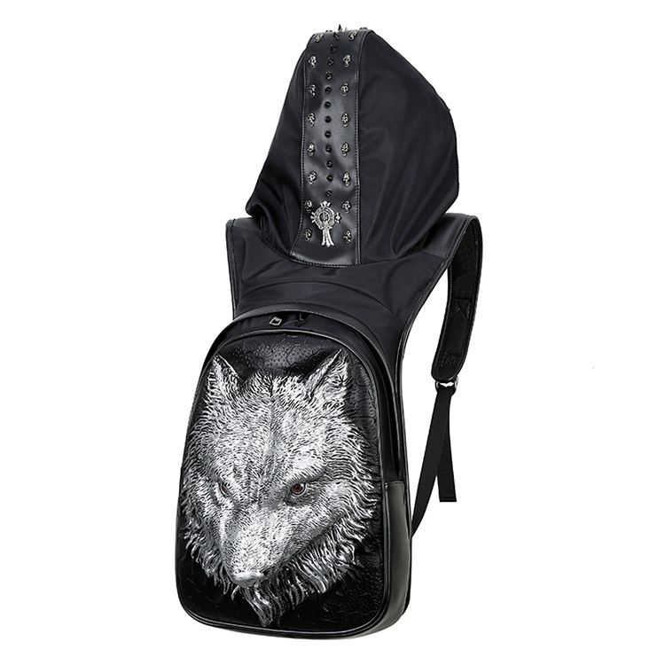 Personalized men's bag, women's PU handheld single shoulder backpack, new animal leopard head travel computer backpack_voghion.com