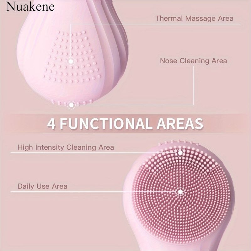 Spazzola detergente viso in silicone ricaricabile con riscaldamento a temperatura costante e massaggio a vibrazione impermeabile, ideale per la pulizia dei pori - Adatto f_voghion.com