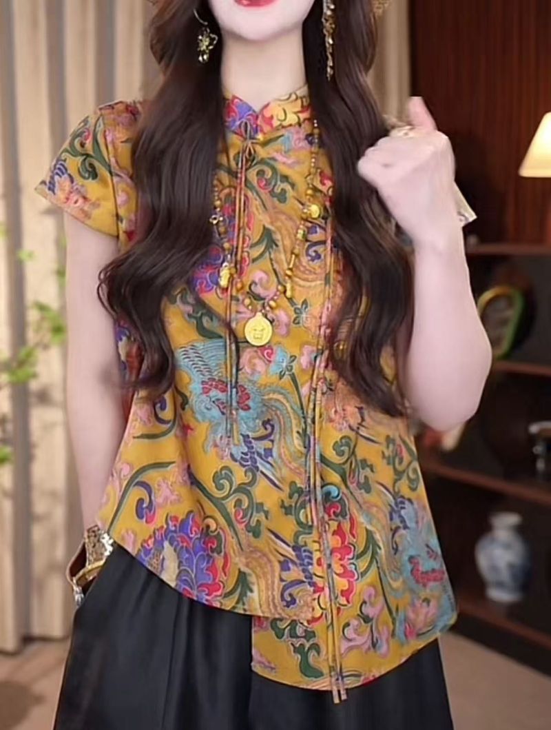 Schickes GraceChic GraceChic GraceChic Jacquard-Hemd im chinesischen Stil für Damen Sommer 2025 Neues europäisches Bestseller-Hemd in Übergröße mit figurformendem Effekt_voghion.com