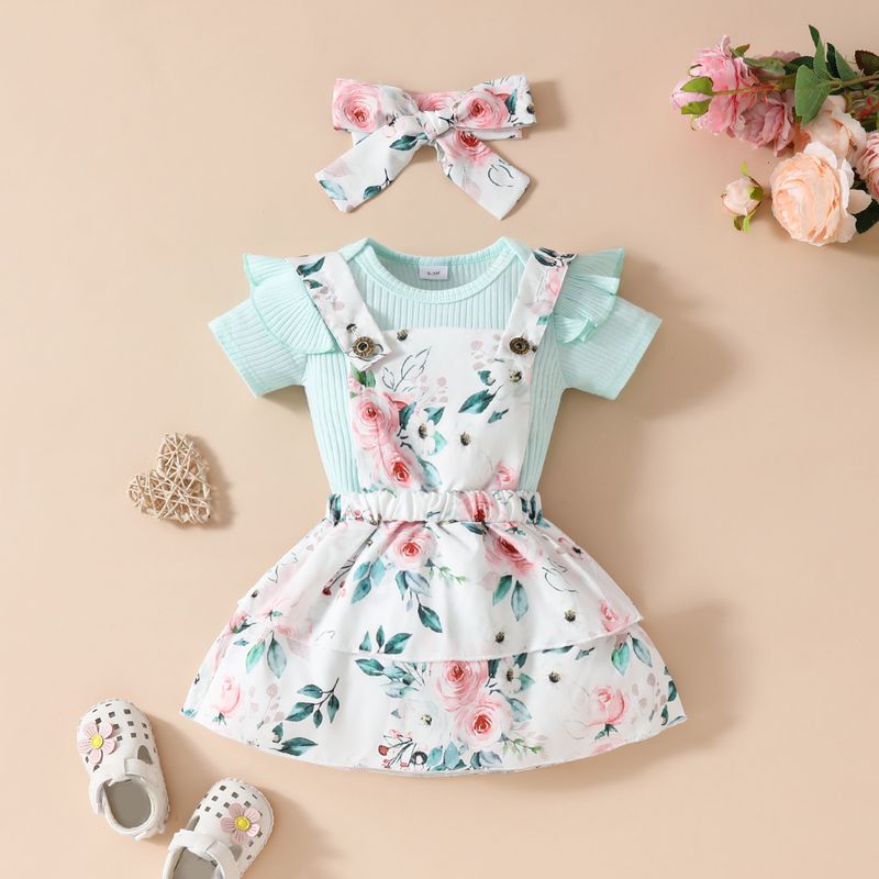 Mutter & Kinder Baby mädchen sommer kurzen ärmeln top mit hosenträger rock casual mädchen blume obst casual rock set_voghion.com