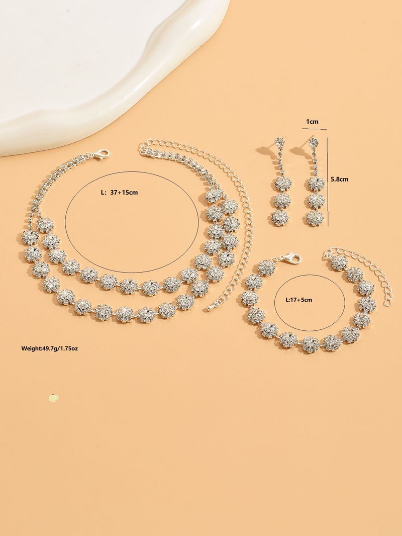 Conjunto de joyas para mujer, joyería de moda, venta al por mayor, accesorios de boda, conjunto de collar y pendientes de diamantes con girasol de doble capa, joyería_voghion.com