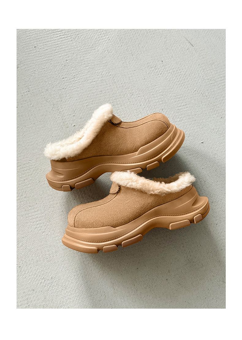 Unisex Winter Clogs With Thick Sole - Waterproof Slip-Resistant Fuzzy Lined Snow Boots For Men & Women (Chestnut, Grey)_voghion.com
