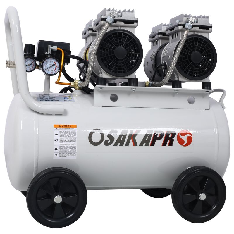 2.5 HP Silent Air Compressor 13 Gallon, Oil-Free, Electric Shop Air Compressor Portable,Lightweight With Wheels, 70 DBA Noise Level, With Automatic Drain Valve,Light Gray_voghion.com