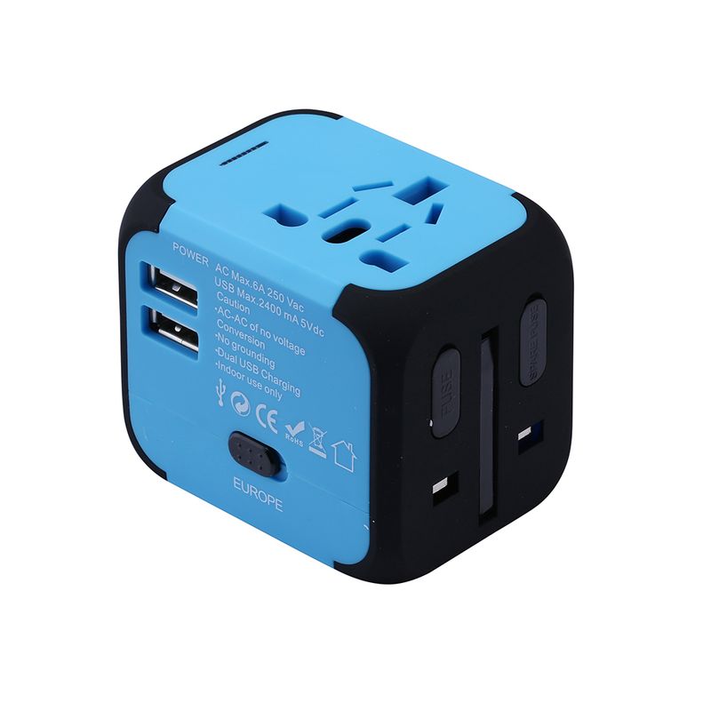 Elektrische stekker stopcontact adapter internationale reis universele oplader converter EU VK VS AU met 2 USB opladen 2.4A LED_voghion.com
