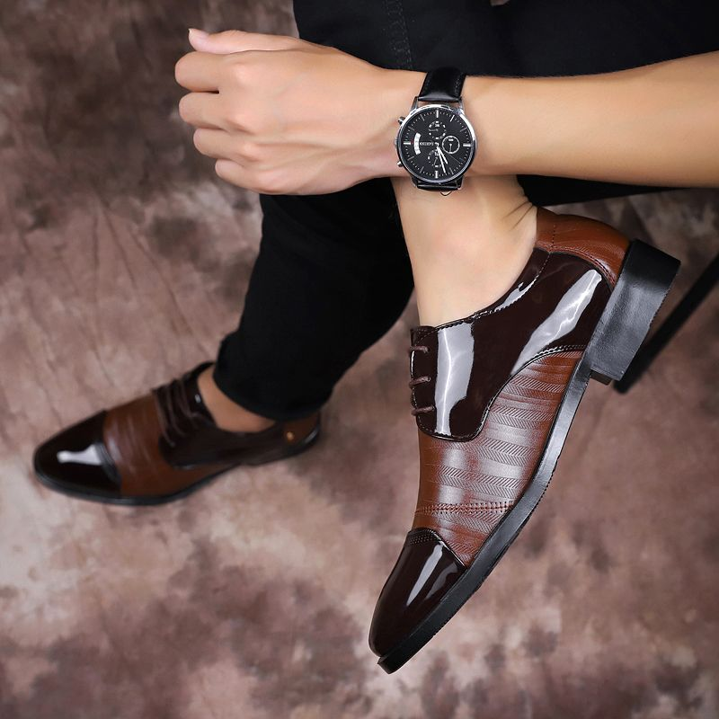 Zapatos de cuero puntiagudos de negocios para hombres de alta calidad, zapatos formales_voghion.com