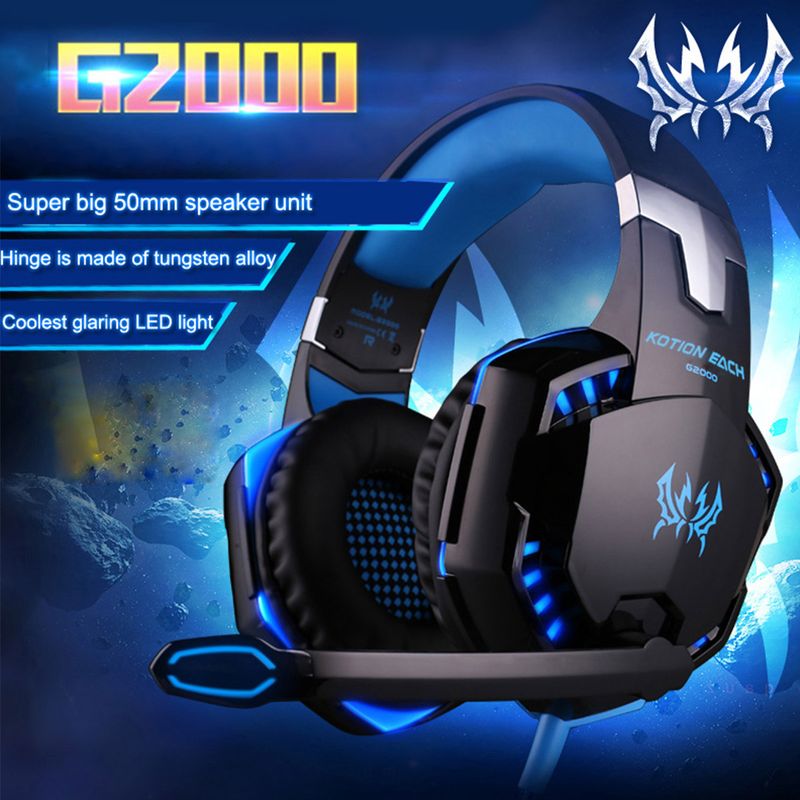 G2000 Gaming Headset Deep Bass Stereo Wired Headphone Glowing Earphone With Microphone For PS5 PS4 XBOX Laptop Computer_voghion.com