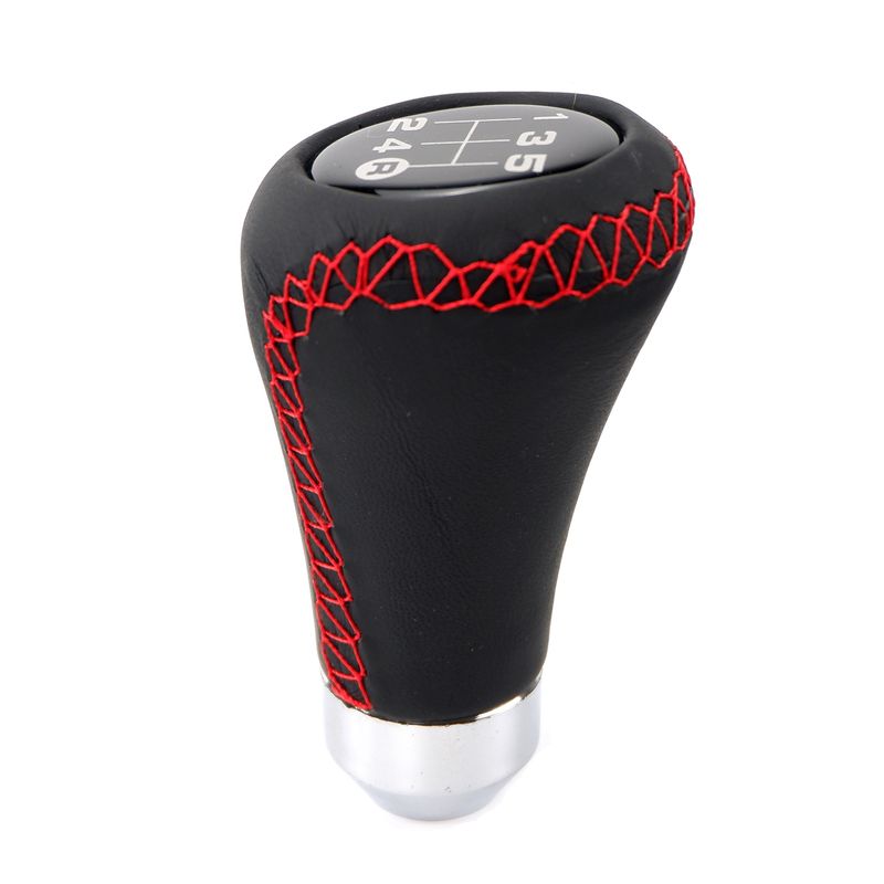 Universal Car Shift Knob Gear Stick + Boot Set 5 / 6 Speed Manual Shifter Lever Black Red e PU Leather_voghion.com