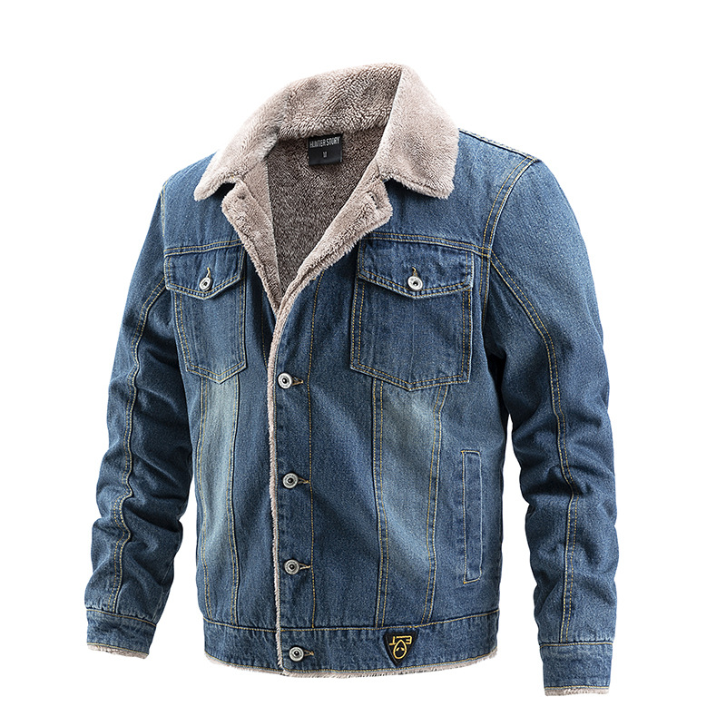 Giacca in denim da uomo, autunno inverno, foderata in pile, tendenza moda casual_voghion.com