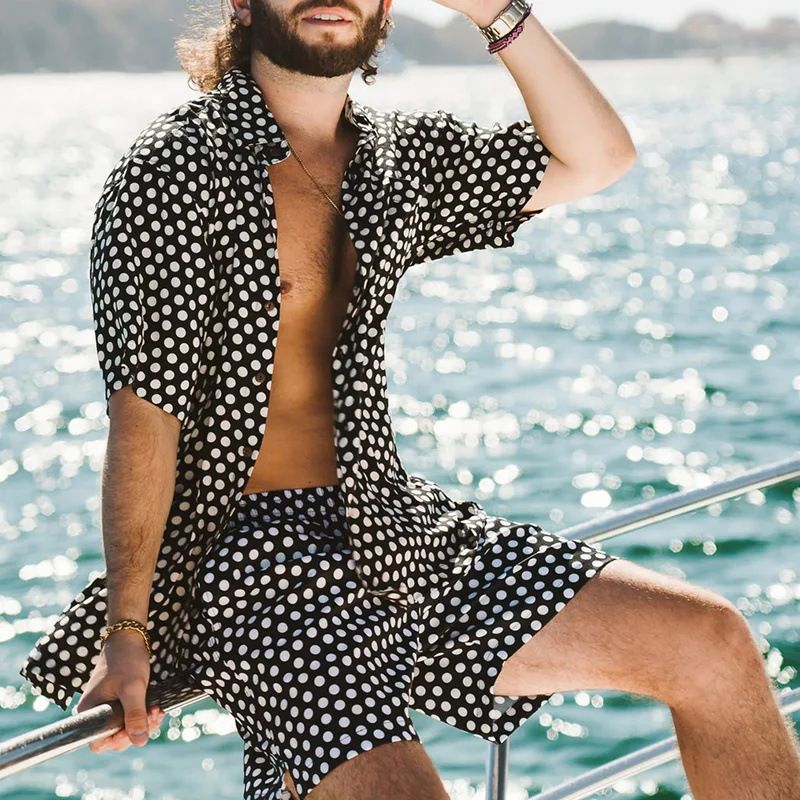 Herrenbekleidung Herren Hawaiihemd Code 3D-gedruckte Shorts Hemd Anzug Sommer_voghion.com