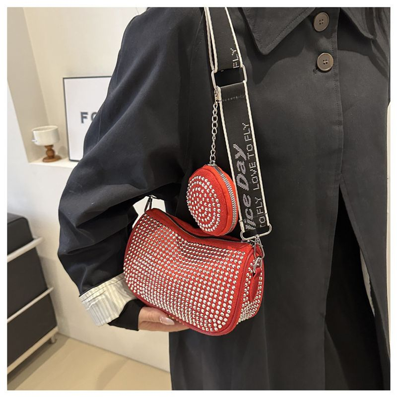 Modische Damentasche schlichten Strass-Intarsien, modieuze Umhängetasche mit een Schulter, trendy Handtasche für_voghion.com