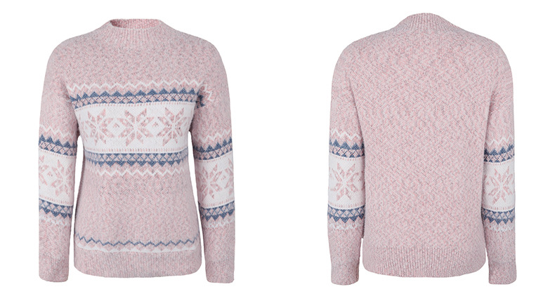 Pull de noël automne et hiver, demi-col roulé, pull flocon de neige pour femmes_voghion.com