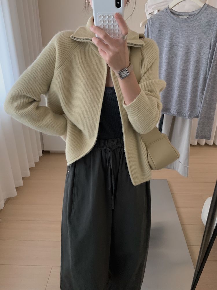 Herbst und Winter dicke doppelköpfige Reißverschluss High Neck Pullover Stehkragen Wolljacke_voghion.com