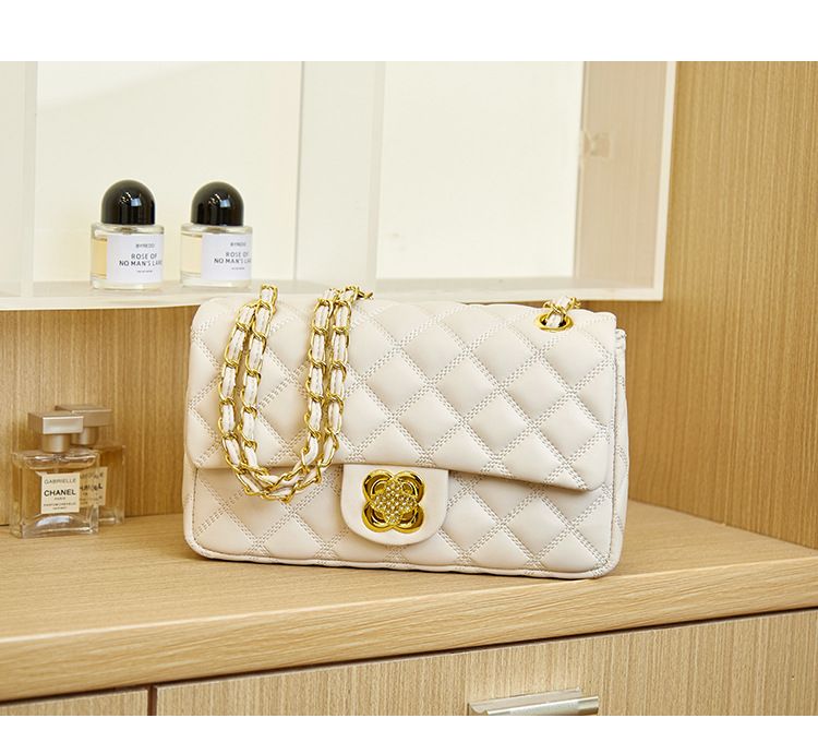 Borsa a tracolla con catena a griglia Xiaoxiangling 2024, nuova borsa a tracolla monospalla da donna e da donna, doppio coperchio multistrato_voghion.com