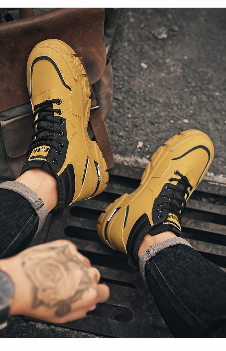 High Top Martin Efterår 2024 Nye Arbejdssko Herrer Koreansk Version Alsidig Britisk Stil Tykke Såler Korte Støvler_voghion.com