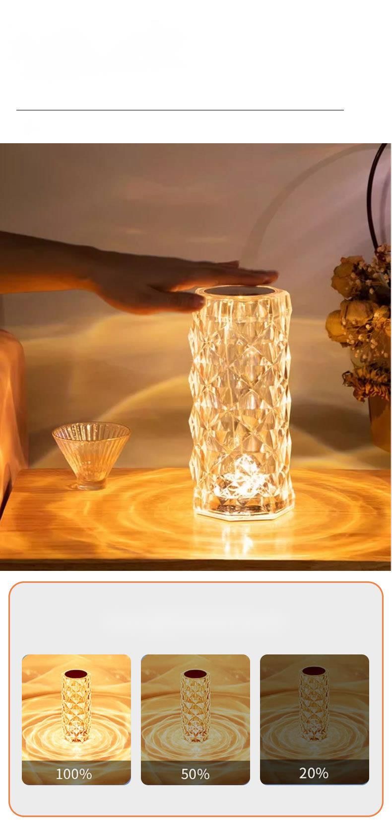 Rose Crystal Night Touch LED Kleine Bar Schlafzimmer Wohnzimmer Atmosphäre Tischlampe Wasserhahn Licht_voghion.com