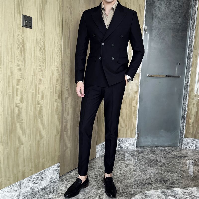 CT Two-Piece Set For Men Performance Formal Wear Host Stage Photo Studio Wedding Double-Breasted Men's Suit_voghion.com