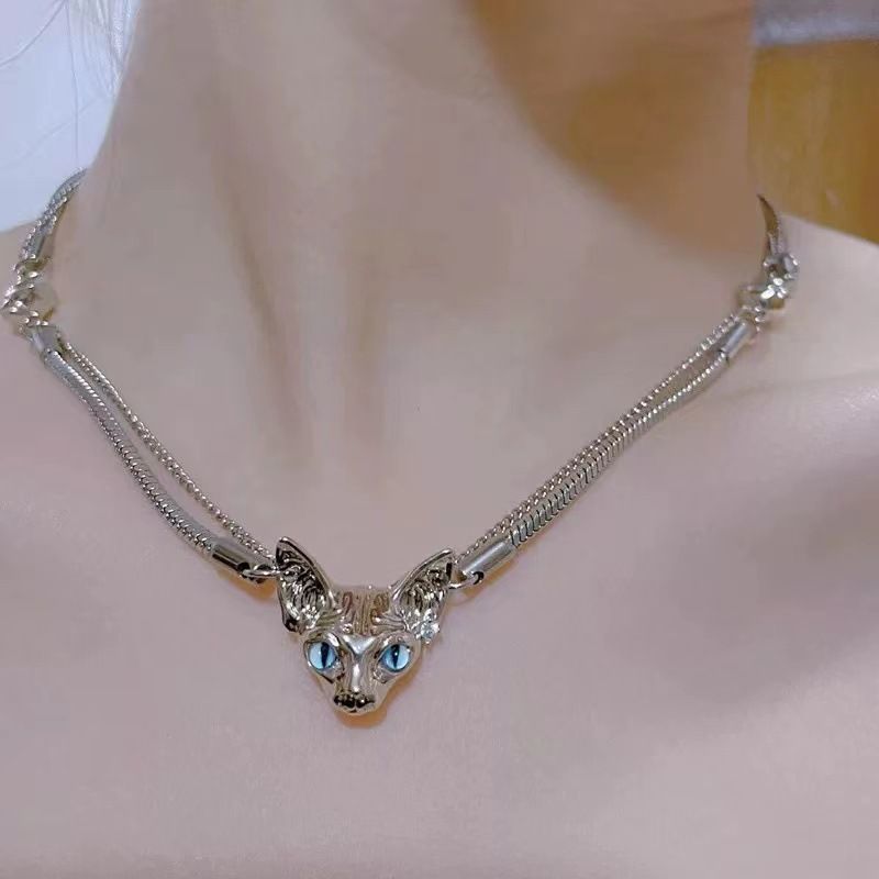 Hot salg Leter leker Choker Jenshin halskjede Genshin Impact fashion, søt kult, mørkt kattehode, dobbeltlags kjede, uvanlig_voghion.com