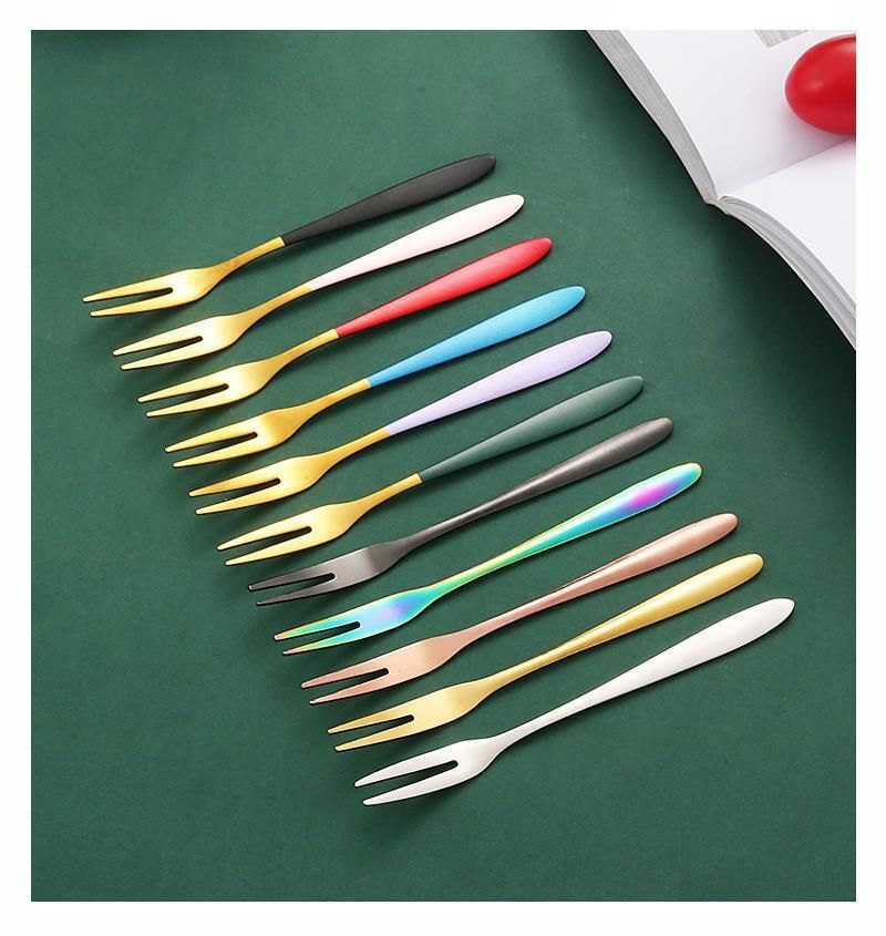 304 Stainless Steel Fruit Forks - Heavy Duty Dessert & Cake Forks Set For Home & Restaurant Use (2-Prong Design Dishwasher Safe Elegant Tableware)_voghion.com