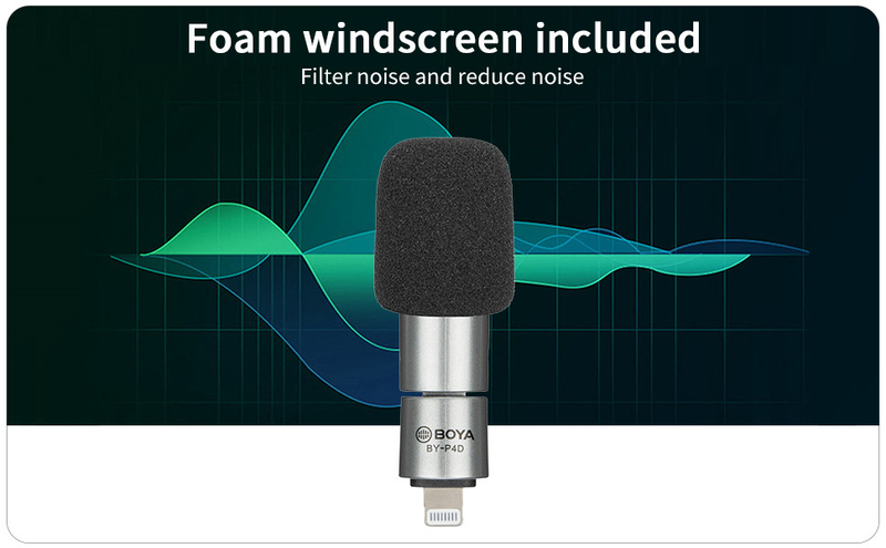 BOYA BY-P4D Mini Plug and Play Tragbares Kondensatormikrofon für iPhone 13 14 iPad iOS-Geräte Youtube Live Video_voghion.com