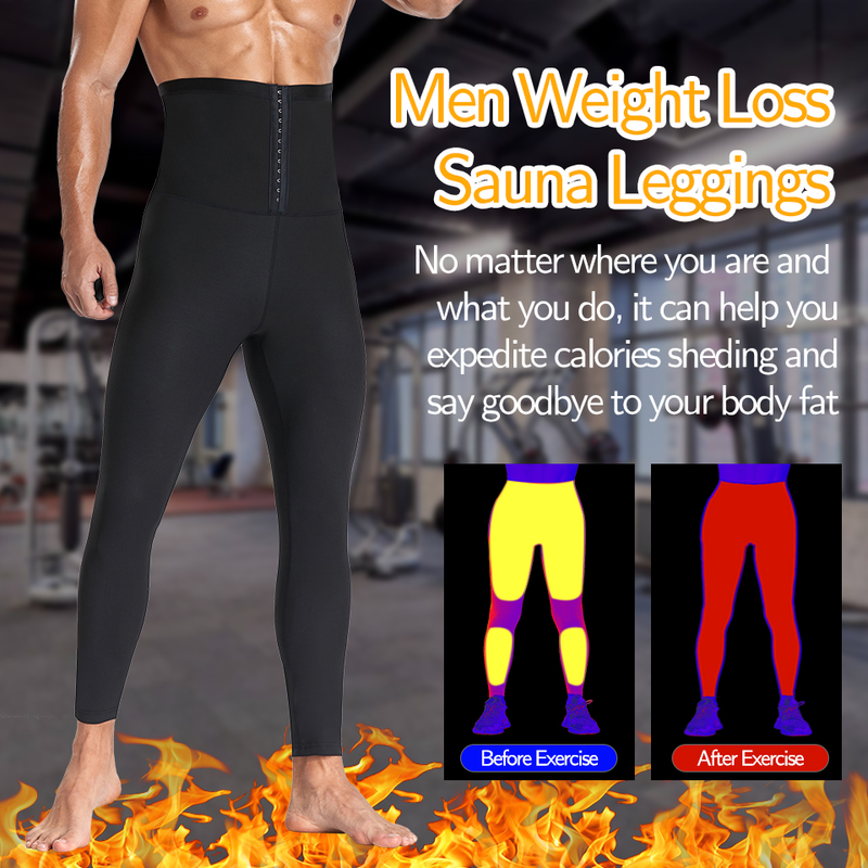 Abiti da uomo Pantaloni da sauna Leggings per il sudore Pantaloni a compressione dimagranti a vita alta Pantaloni termici per il corpo Shaper per la perdita di peso_voghion.com