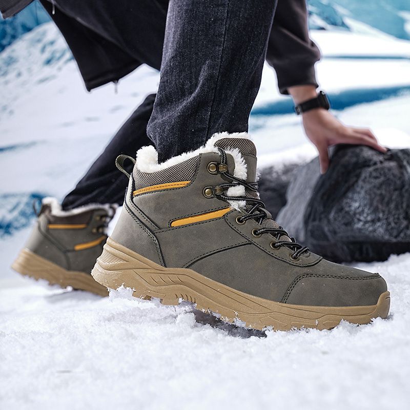 Große, leichte, warme Winter-Wanderschuhe für den Außenbereich mit dickem Fleece und hohen Schneestiefeln für Herren_voghion.com
