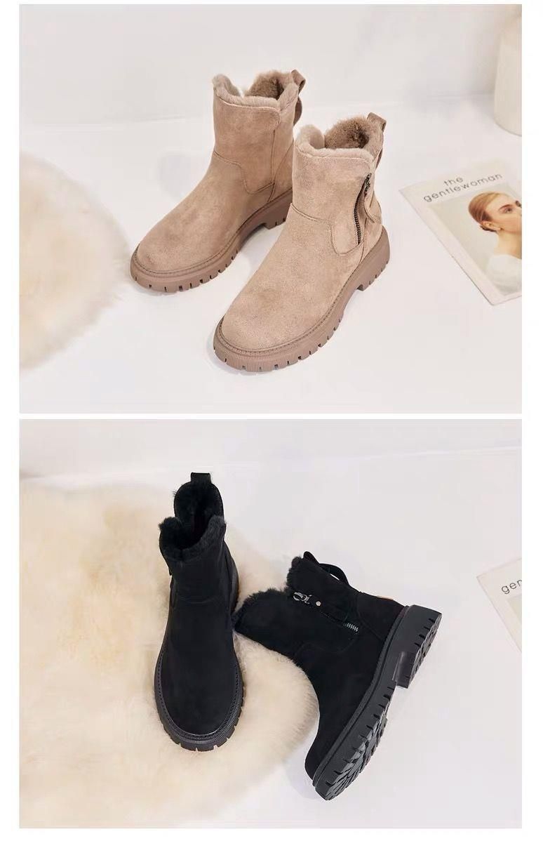 Bottes d'hiver pour femmes en coton épais et chaud avec fourrure_voghion.com