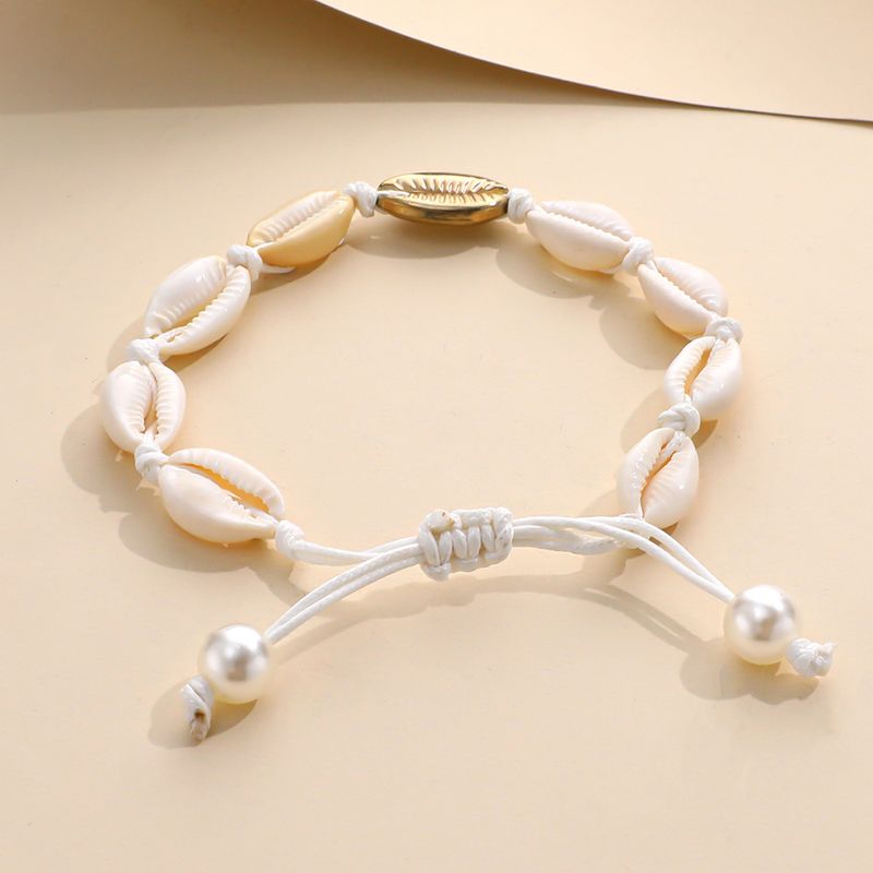 Nueva pulsera de cuerda tejida a mano con conchas personalizada y artesanía ajustable_voghion.com