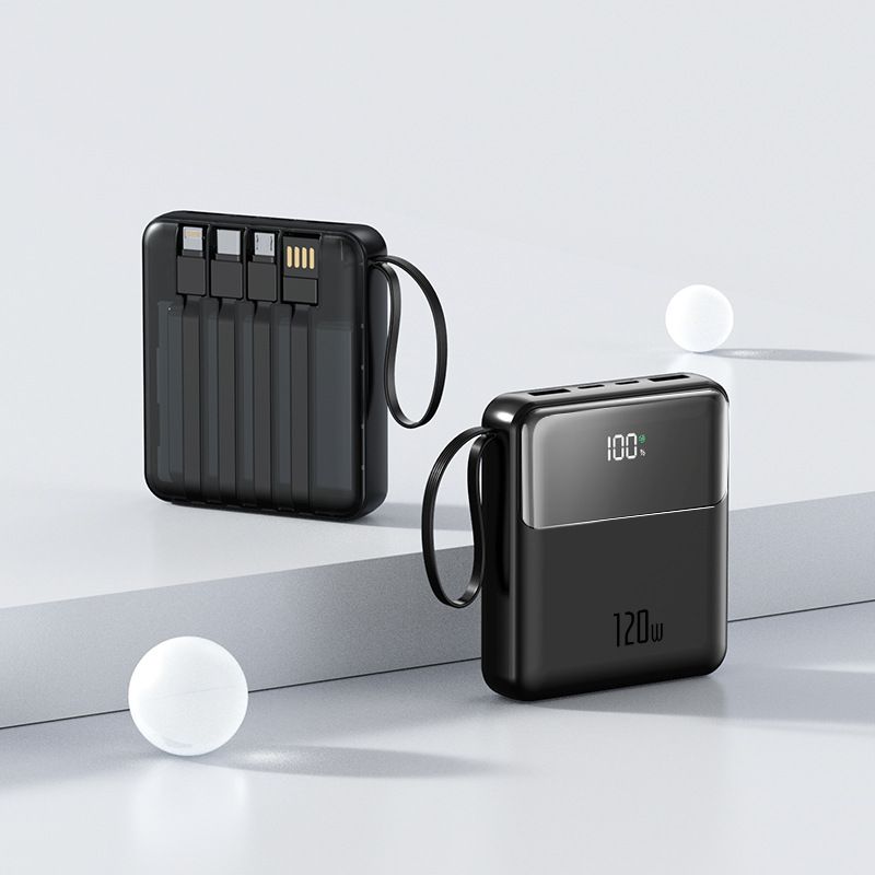 Tragbares Ladegerät mit 20.000 mAh und integrierten Kabeln, ultrakompakte und schnell aufladbare Powerbank für iPhone, Android und mehr_voghion.com