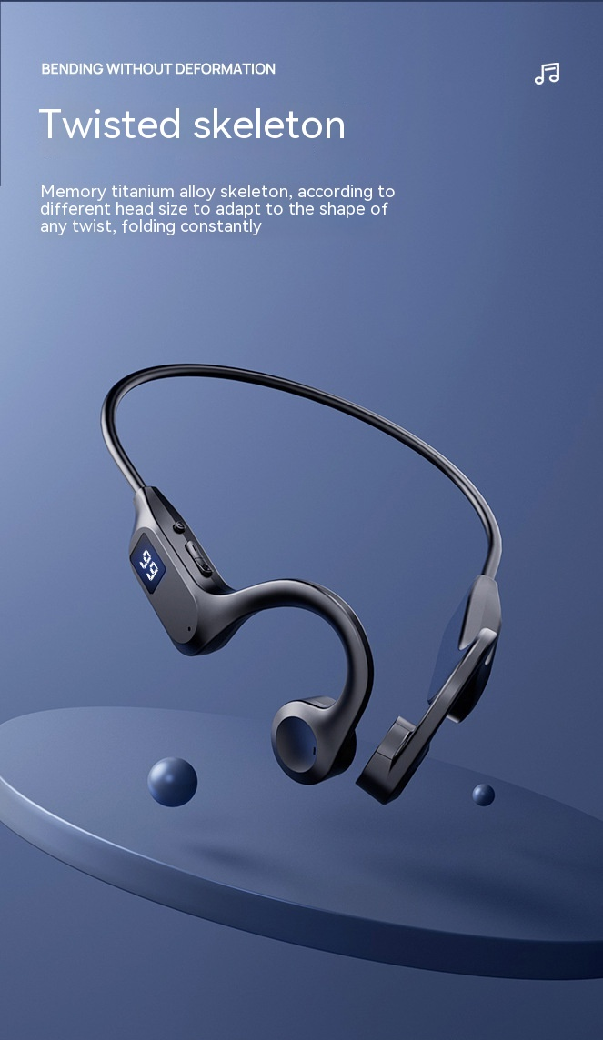 Air conduction Bluetooth earphone card insertion, digital display, waterproof, non in ear wireless earphones_voghion.com