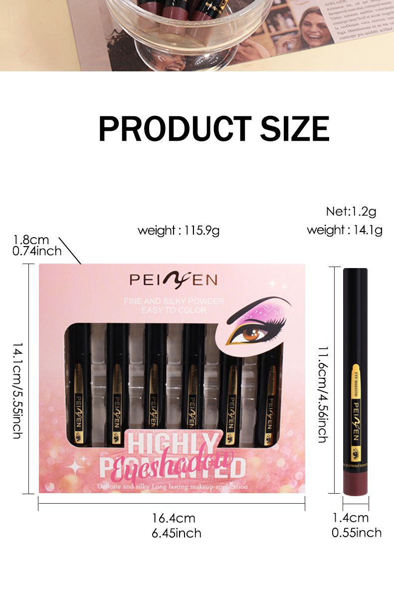 Ombretto Penifen Lazy Eye Shadow Stick Box Penna per ombretto in metallo con paillettes perlate Penna per ombretto lucida a baco da seta multiuso_voghion.com